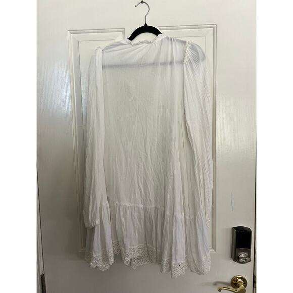 Free People Women's White Jeanette Lace Trim Gauze Tunic Mini Dress Size Medium - Picture 6 of 6